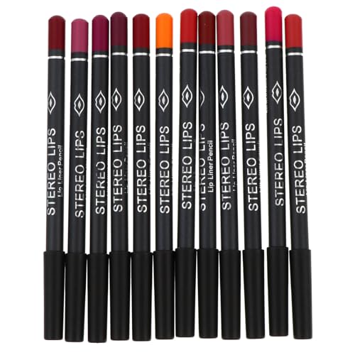 Gatuida 12Stücke Wasserfester Lippenkonturenstift für Präzise Lippenlinien Matte Textur Kosmetisches Zubehör für Frauen Hochpigmentiert Langanhaltend von Gatuida