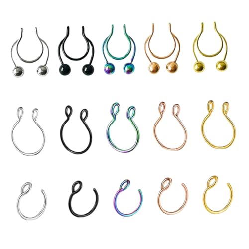 Gatuida 15 Stück Teiliges Nasenring Set Nasenclip Schmuck Modisch Vielseitig Damen Nasenpiercing Zubehör Stilvolle Nasenclips Geschenkidee für Familie und Freunde von Gatuida