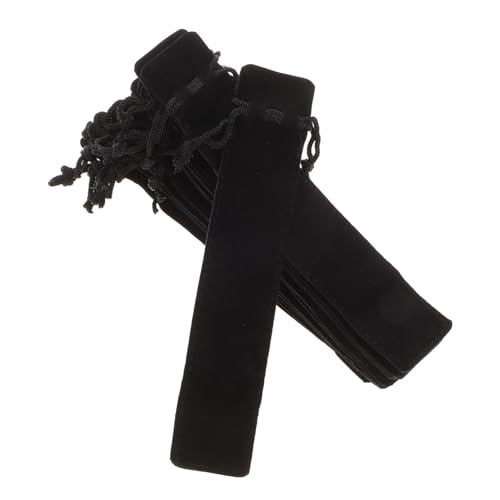 Gatuida 15 Stück Teiliges Schwarze Kratzfeste Stifttaschen mit Kordelzug Doppelseitig Gefütterte Tragbare Federmäppchen für Füllfederhalter und Kugelschreiber Eleganter Schutz für Büro von Gatuida