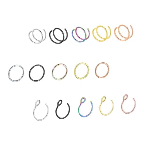 Gatuida 15 Stück Teiliges Spiral Nasenringe Nasenclips Modischer Nasenschmuck Langlebig und Hautfreundlich für Damen und Besondere Anlässe von Gatuida