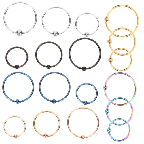 Gatuida 18 Stück Teiliges Nasenring aus Hautfreundlichem Edelstahl Hypoallergen Rostfrei in Silber Gold Schwarz Roségold und Blau Verschiedene Unisex Piercing Schmuck für Damen und Herren von Gatuida