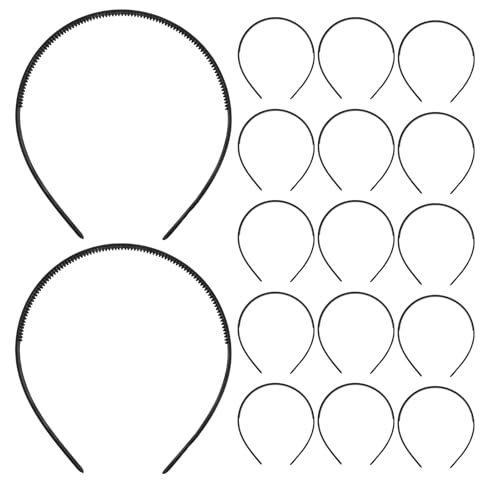Gatuida 18-teiliges Kunststoff-Stirnband für Damen: Rutschfeste schwarze Kunststoff-Stirnbänder mit Zahnkamm zum Selbermachen von Haarstyling – modisches Haarband-Accessoire zum Waschen von Gesicht, von Gatuida