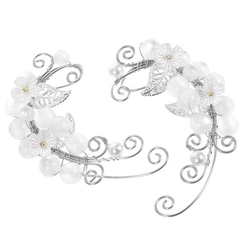 Gatuida 1Paar Feen Ohrmanschetten Ohrclips für Hochzeiten Cosplay und Partys Handgefertigte nicht Gepiercte Ohrringe mit Blumen und Perlendesign für Unvergessliche von Gatuida