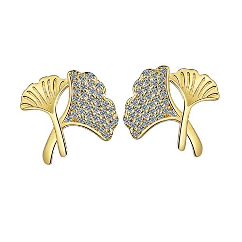 Gatuida 1Paar Ginkgo Ohrringe für Damen Goldene Dangler mit Zirkonia Einfache und Kreative Schmuckstücke für Alltag Leicht und für Gatuida 1Paar Ginkgo Ohrringe für Damen Goldene Dangler mit Zirkonia Einfache und Kreative Schmuckstücke für Alltag Leicht und für von Gatuida
