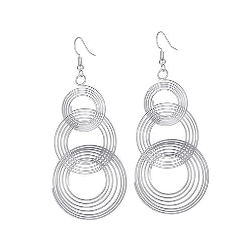 Gatuida 1Paar Mehrschichtige Metallic Creolen Silber Übertriebene Retro Ohringe für Damen Dating Partys für Mutter von Gatuida