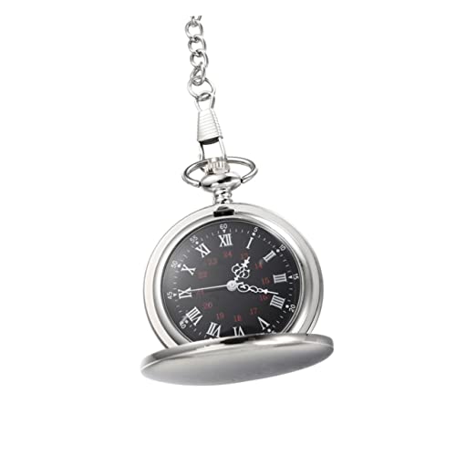 Gatuida Silberne Taschenuhr Retro Quarz-Uhr Mit Zwei Gesichtern Klassisch Für Herren Damen Geschenk Für Kleidung Halskette Silber von Gatuida