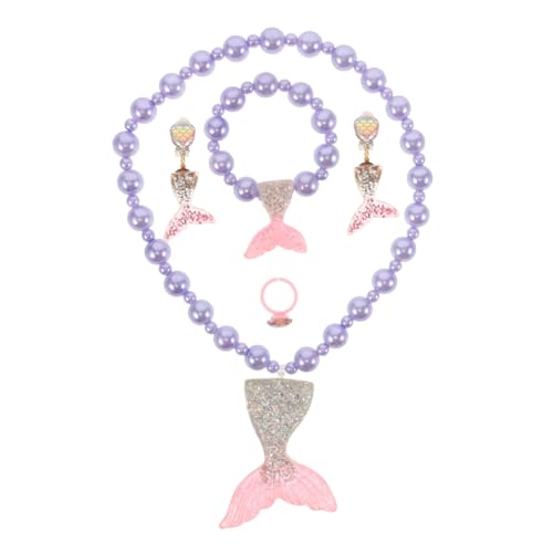 Gatuida Meerjungfrau Schmuckset Für Junge Mädchen Halskette Armband Set Ohrringe Ring Set Mit Exquisiter Detailverzierung Für Partys Und Alltag von Gatuida