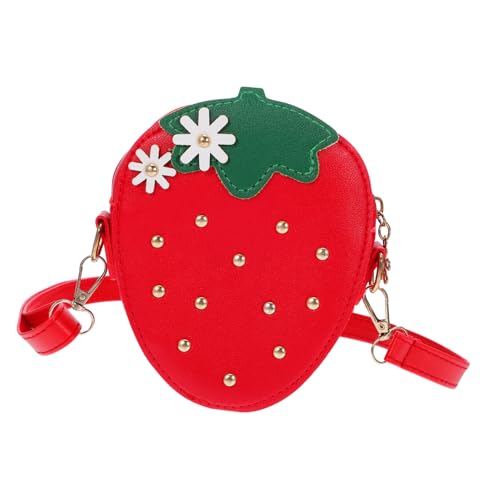 Gatuida Erdbeere Umhängetasche Für Kinder Pu Geldbörse Süßes Design Praktische Schultertasche Für Mädchen Für Schule Und Freizeit von Gatuida