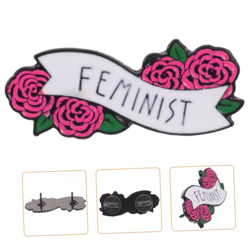 Gatuida Zarte Rose Blume Brosche für Frauen Feministische Buchstaben Anstecknadel Legierung für Anzüge und Jeans Wiederverwendbar Stilvoll Kreatives Design von Gatuida
