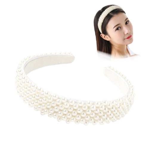 Gatuida Damen Stirnband 3cm Breiter Rand mit Perlen Modischer Haarreifen für Anlässe Wie Verlobungen und Partys Handgefertigt und Rutschfest Haaraccessoire für Frauen und Mädchen von Gatuida