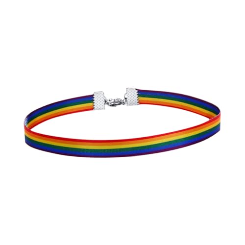 Gatuida 1Stück Regenbogen Halskette für Frauen Kreative Choker Halskette im Doppelten Design Vielseitig Tragbar als Handgelenksseil für Partys und Alltag von Gatuida