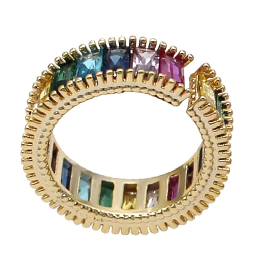 Gatuida Vintage Offener Ring Für Frauen Verstellbarer Regenbogen Farbiger Ring Für Mädchen Trendy Schmuck Für Hochzeit Und Alltag von Gatuida