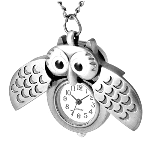 Gatuida Retro Eulen Taschenuhr Mit Kette Vintage Metall Uhr Kreatives Design Details Für Freunde Und Familie von Gatuida