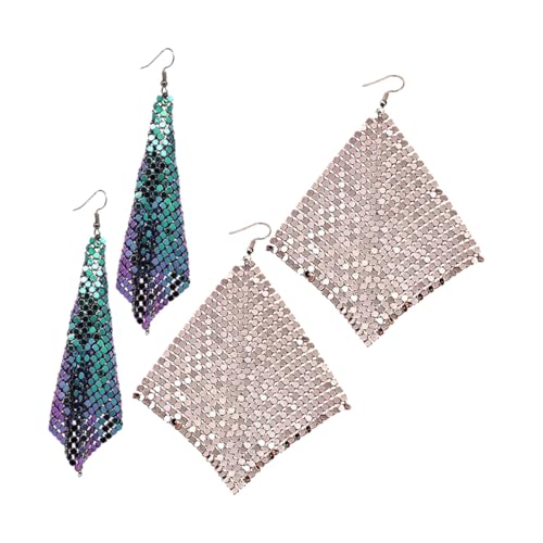 Gatuida 2 Paar Leichte Pailletten Quasten Ohrringe Damen Lange Geometrische Dangle Ohrringe aus Aluminium Funkelnde Tropfen Ohrhänger Modische Schmuckstücke für Boho und Stilvolle Outfits von Gatuida
