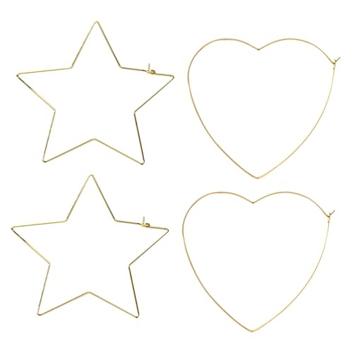 Gatuida 2 Paare Damen Creolen Ohrringe Herz und Stern Form Große Leichte Hoop Ohrringe für DIY Schmuckherstellung Langlebig und Modisch als von Gatuida