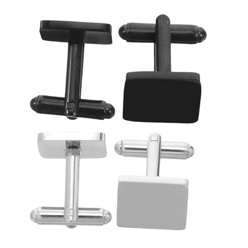 Gatuida 2 Paare Edelstahl Manschettenknöpfe Herren Französisches Design Quadratisch Schwarz Stahlfarbig Elegant Für Business Hochzeit Anzug Accessoire von Gatuida