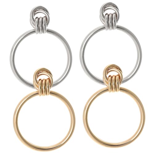 Gatuida 2 Paare Kreis Ohrringe Damen Große Exzentrische Dangle Creolen Stilvolle Silberne und Goldene Metall Ohrringe Tragbar für Alltag Party und Besondere Anlässe von Gatuida