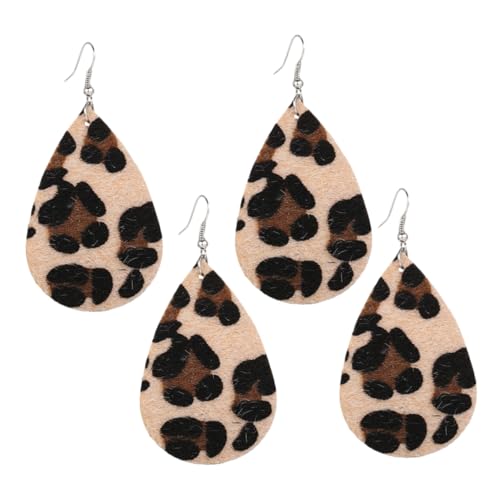 Gatuida 2 Paare Leopard Print Tropfenohrringe PU Vintage Stil Braune Ohrringe für Damen mit Kreativem Retro Design Langlebige Statement Ohrhänger für Alltag und Besondere Anlässe von Gatuida