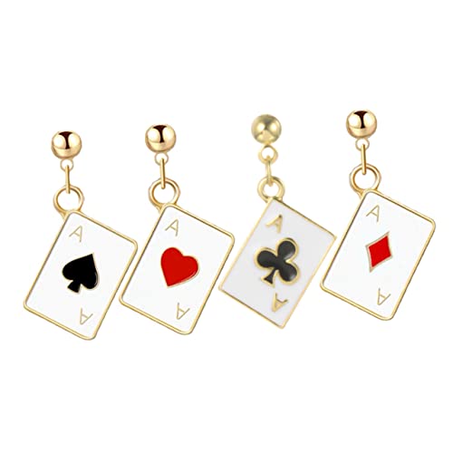 Gatuida 2 Paare Poker Ohrstecker Damen Teiliges Kleine Stilvolle Spielkarten Schmuck Asymmetrische Herz und Pik Motive Ohrstecker für Alltag und Hautfreundlich und Langlebig von Gatuida