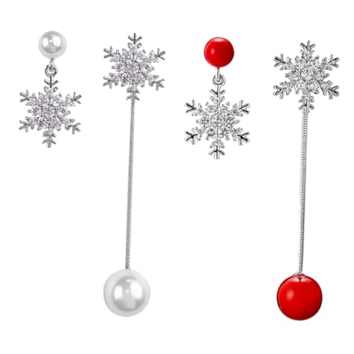 Gatuida 2 Paare Silber Ohrhänger mit Weißen Perlen und Schneeflocken Design Leichte Elegante Ohrpendants für Damen Asymmetrische Ohrstecker Modischer Schmuck für Party und Alltag Gatuida 2 Paare Silber Ohrhänger mit Weißen Perlen und Schneeflocken Design Leichte Elegante Ohrpendants für Damen Asymmetrische Ohrstecker Modischer Schmuck für Party und Alltag von Gatuida