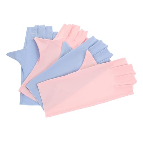 Gatuida 2 Paare UV Schutz Maniküre Handschuhe Damen Fingerlose UV Handschuhe Gel Nagellampe Schutz Atmungsaktiv Elastisch für Nageltrockner und Hautpflege von Gatuida