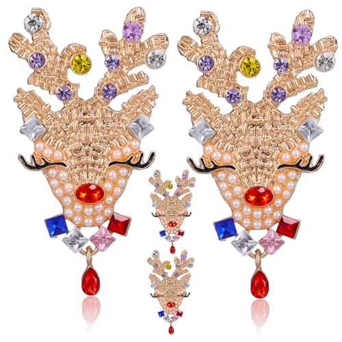 Gatuida 2 Paare Weihnachtsohrringe Damen Ohrstecker mit Funkelnden Strasssteinen Langlebig Festliche Tier Ohrringe für Weihnachtsfeier und Winteroutfits von Gatuida