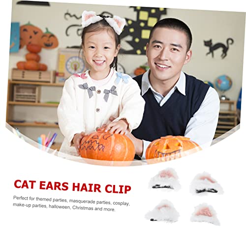 Gatuida 2 Paare Weiße Katzenohren Haarklammern Clip für Damen Weiche Rutschfeste Cosplay Haarspangen für Halloween Weihnachtskostüm Party von Gatuida
