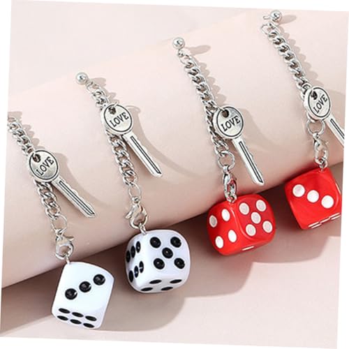 Gatuida 2 Paare Würfel Design Ohrringe Damen Lang Ohrhänger Kunststoff Buchstaben Schlüsselanhänger Weiß Rot Modisch Party Alltag Schmuck von Gatuida