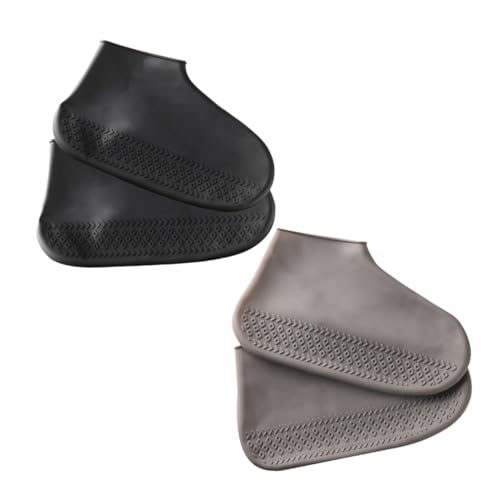 Gatuida 2 Paare wasserdichte Überzieher rutschfeste Strapazierfähige Schuhüberzieher für Herren Damen Wetterfeste Schuhschoner für Regen Schnee Outdoor Schutz von Gatuida