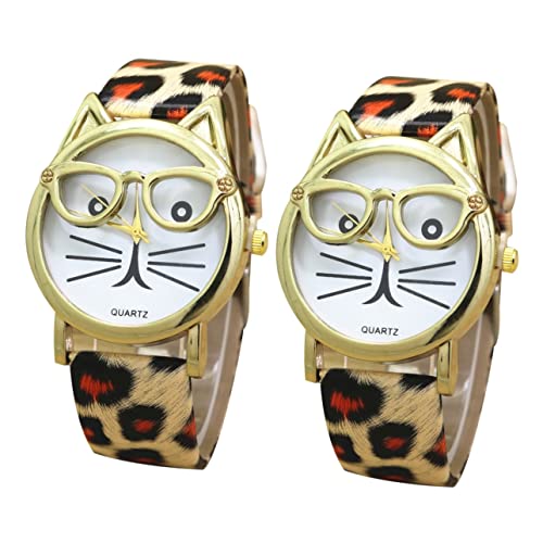 Gatuida 2stücke Kinderuhr Cartoon Muster Sport Armbanduhr Mit Pu-lederarmband Langlebige Analog Quarzuhr Für Jungen Und Mädchen Für Junge Mädchen Zu Geburtstagen Und Feiertagen von Gatuida