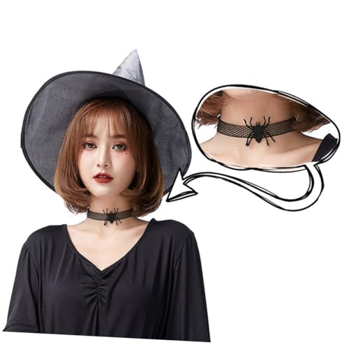 Gatuida 2 STÜCK Gothic Spinne Choker Halskette Spitzenkragen aus Filz und Elastischer Spitze Halloween Schmuck für Damen Party Cosplay und Alltag von Gatuida
