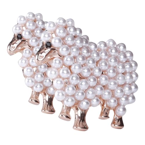 Gatuida 2 STÜCK Vintage Schaf Brosche mit Perlenbesatz Elegante Anstecknadeln für Damen Modische Tier broschen für Kleidung Rucksäcke und Accessoires Stilvolle Pins für Vielseitigen von Gatuida