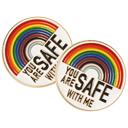 Gatuida 2 Sätze Emaille Anstecknadeln Rainbow Pin You Are Safe With Me Farbenfrohe Broschen Für Kleidung Und Taschen Langlebig Und Für Pride Und Soziale Anlässe 2 Stück * 2 von Gatuida