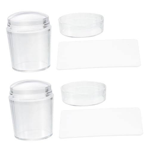 Gatuida 2 Sätze Teilige Transparente Silikon Nagel Stempel Sets mit Abdeckung DIY Maniküre Werkzeug für Einfaches Nageldesign Inkl Schaber für Nagel Stamping und French Maniküre Zuhause von Gatuida