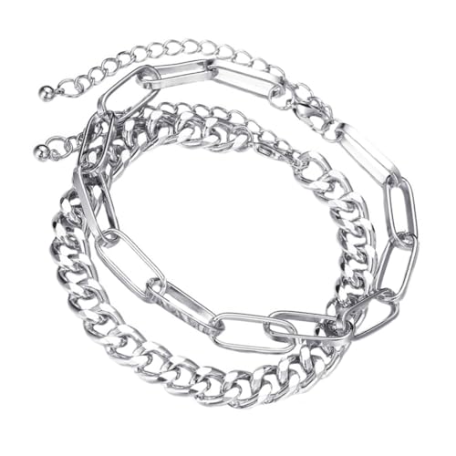 Gatuida 2 Satz Silberfarbene Gliederkette Fußkettchen Dicke Kreative Bein Schmuck Fußdekoration mit Karabinerverschluss und Modisch für Damen von Gatuida