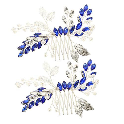 Gatuida 2 Stck. Blauer Haarkamm mit Perlen und Teiliges Strassbesetzt Langlebiger Haarschmuck für Braut und Hochzeit Modisches Accessoire für Damen Festliche Anlässe und Partys von Gatuida