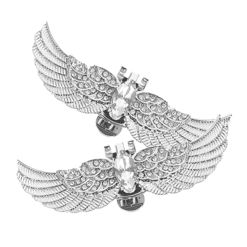 Gatuida 2 Stück Abnehmbare Brautschuh Clips mit Strass Flügeln Elegante Schuhschnallen aus Robustem Zinklegierung Modische Schuhdekoration für Hochzeit Party und Abendveranstaltungen Weiß von Gatuida