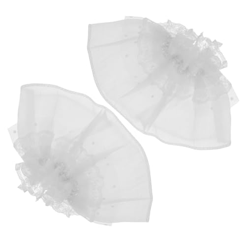 Gatuida 2 Stück Abnehmbare Weiße Handgelenksmanschetten Elastische Lolita Handärmel für Hochzeit Cosplay Halloween Frauen von Gatuida