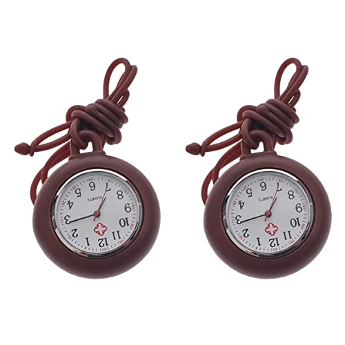 Gatuida 2stücke Runde Silikon Pocket Uhr Tragbare Süße Und Praktische Taschenuhr Für Pflegekräfte Kaffee-Farbe Für Ärzte Und Zufällige Schnurfarbe von Gatuida
