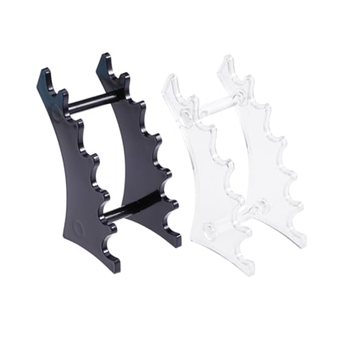 Gatuida 2 Stück Acryl Display Stand Teilig für Nagelkunst Zubehör und Make Up Pinsel Schräger Stifthalter für Nagelpinsel und Augenbrauenstifte Transparent und Schwarz Platzsparend für von Gatuida