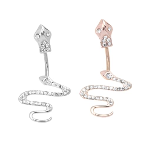 Gatuida 2 Stück Bauchnabelringe aus Chirurgischem mit Schlangen Design Hautfreundlich Rostfrei Modisches Bauchnabelpiercing für Damen und Herren Komfortabel und Langlebig von Gatuida