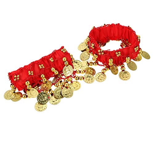 Gatuida 2 Stück Bauchtanz Fußkettchen Schmuck mit Glocken Zubehör für Frauen für Tanzkostüme Schickes Design Verstellbare Auffällige Accessoires für Auftritte von Gatuida
