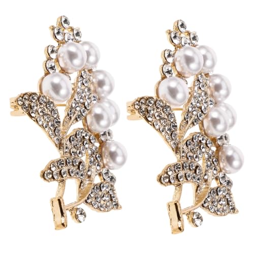 Gatuida 2 Stück Blumenbrosche mit Strass und Imitationsperlen Anstecknadel für Damen Stabile Metalllegierung Vielseitig für Kleidung Schals und Hüte Accessoire für Party und Alltag von Gatuida