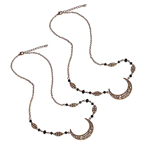 Gatuida 2 Stück Bohemian Haarschmuck mit Mondanhänger Vintage Kopfketten für Damen und Mädchen für Hochzeiten Partys und Besondere Anlässe von Gatuida