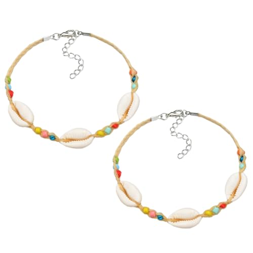 Gatuida 2 Stück Boho Fußkettchen Damen Bunte Perlen und Natürliche Muscheln Schmuck Leicht Robust für Party Reise Dating Accessoire von Gatuida