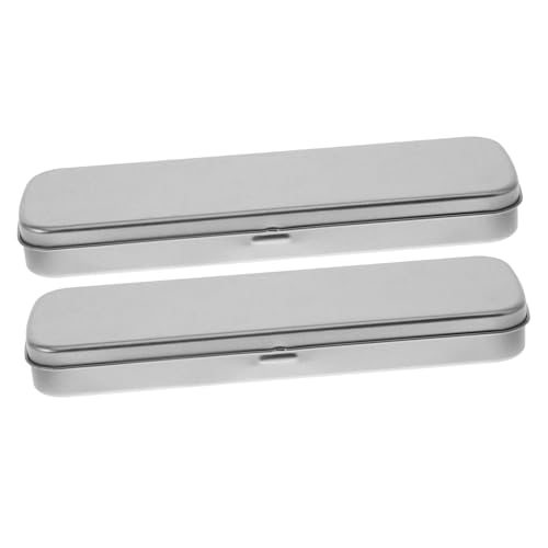 Gatuida 2 Stück Boxen Schreibwaren-Box Federmäppchen Schulbüro Kinderstiftkoffer Bleistiftbehälter Schullieferungen Bleistiftkoffer Desktop Make -up -Organisator Weißblech Silber von Gatuida