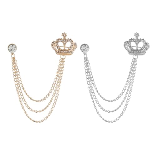 Gatuida 2stücke Kragenkette Mit Strass Brosche Für Damen Herren Pullover Clip Anstecknadel Broschennadel Zum Befestigen An Kragen Hemd Anzug Inklusive Verschluss Und Kette Elegant Und von Gatuida