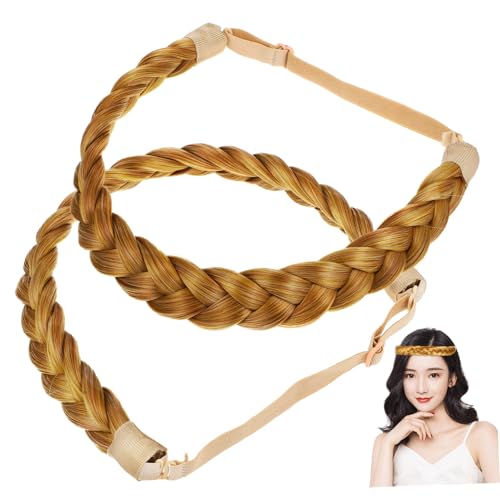 Gatuida 2 Stück Chunky Geflochtenes Haarband Elastisches Synthetisches Haar stirnband für Damen und Mädchen Bequemes Vielseitiges Haaraccessoire für Alltag Hochzeit Party und Büro von Gatuida