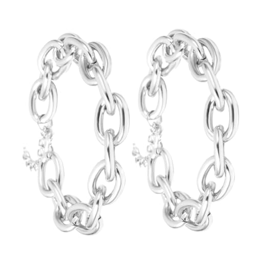 Gatuida 2 Stück Chunky Link Ketten Choker Trendige Punk Gliederkette aus Leichtem Aluminium Geometrisches Design Modischer Statement Schmuck für Damen und Herren Vielseitig Kombinierbar von Gatuida