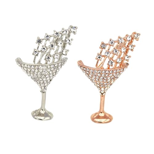 Gatuida 2 Stück Cocktailglas Broschen Damen Anstecker mit Strass Kreative Party Schmuck Pins als Kleine Geschenke für Festliche Anlässe Accessoires in Zufälliger Farbe Zufällige Farbe von Gatuida
